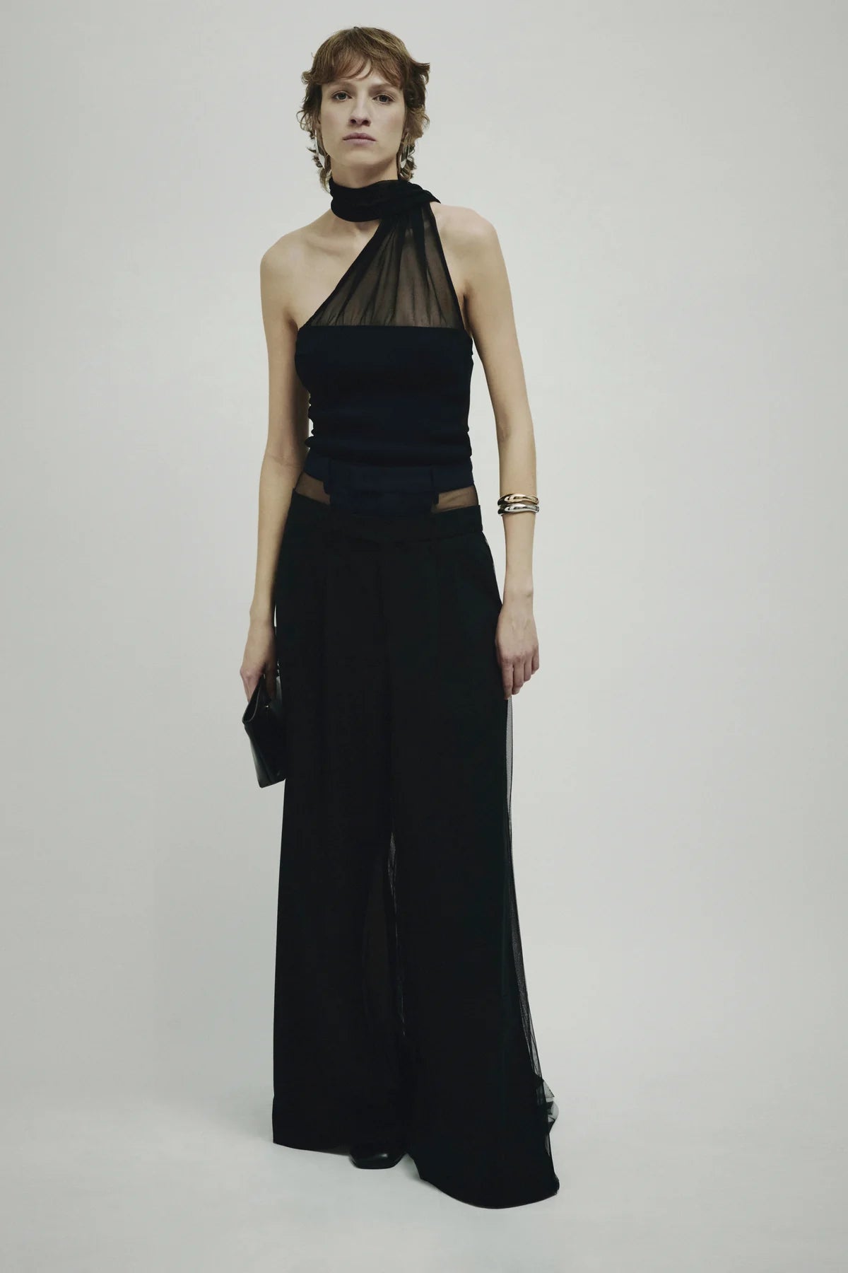 Top Fascia Dettaglio Trasparente Nero