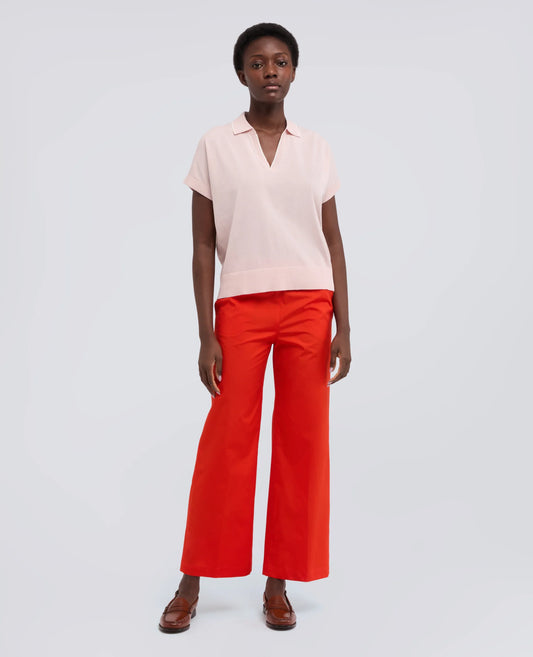 T-Shirt Scollo V Cotone Rosa