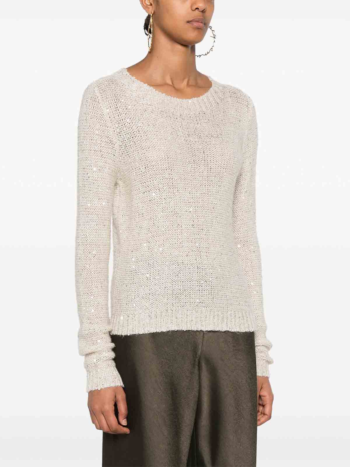 Girocollo Micro-Paillettes Beige