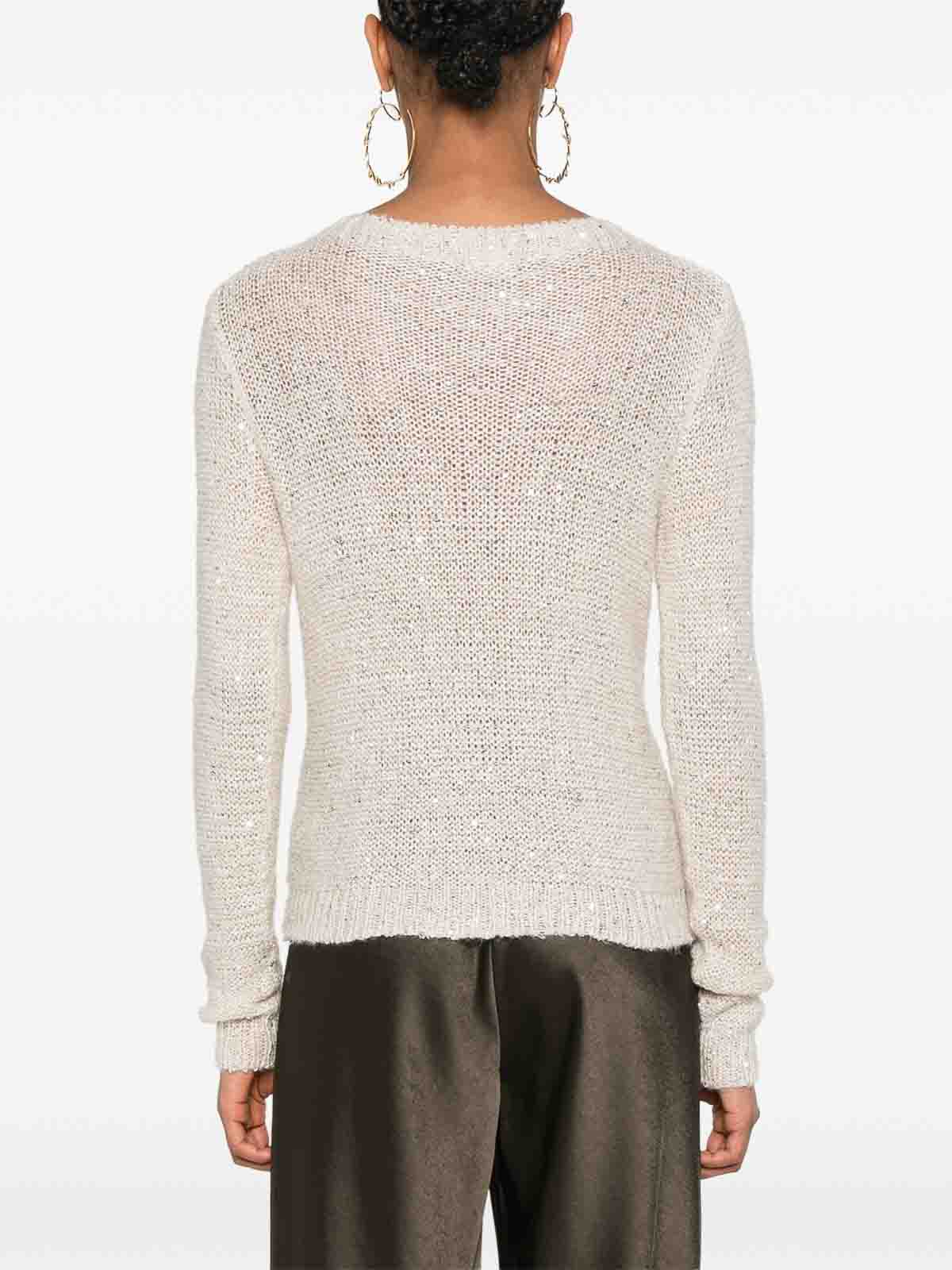 Girocollo Micro-Paillettes Beige