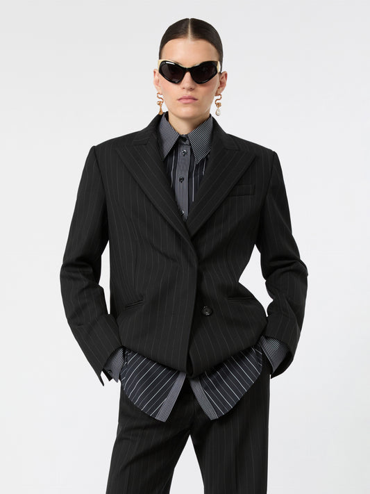 Blazer Gessato Lana Nero