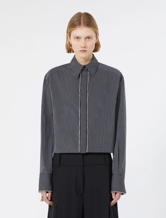 Camicia Boxy Strass Gessata Nero
