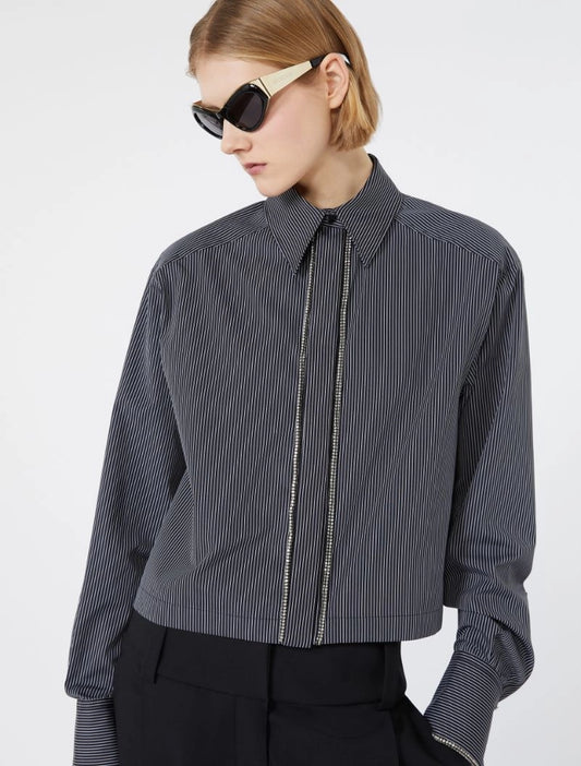 Camicia Boxy Strass Gessata Nero