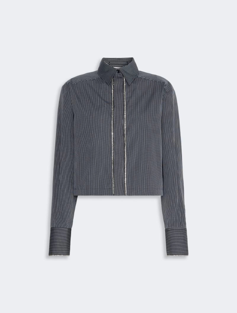 Camicia Boxy Strass Gessata Nero