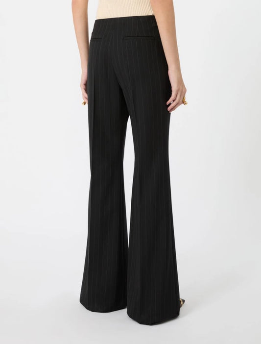 Pantalone Flare Gessato Lana Nero