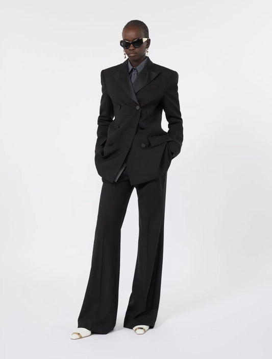 Pantalone Slim Flare Lana Nero