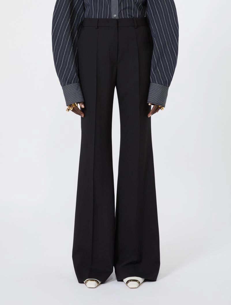 Pantalone Slim Flare Lana Nero