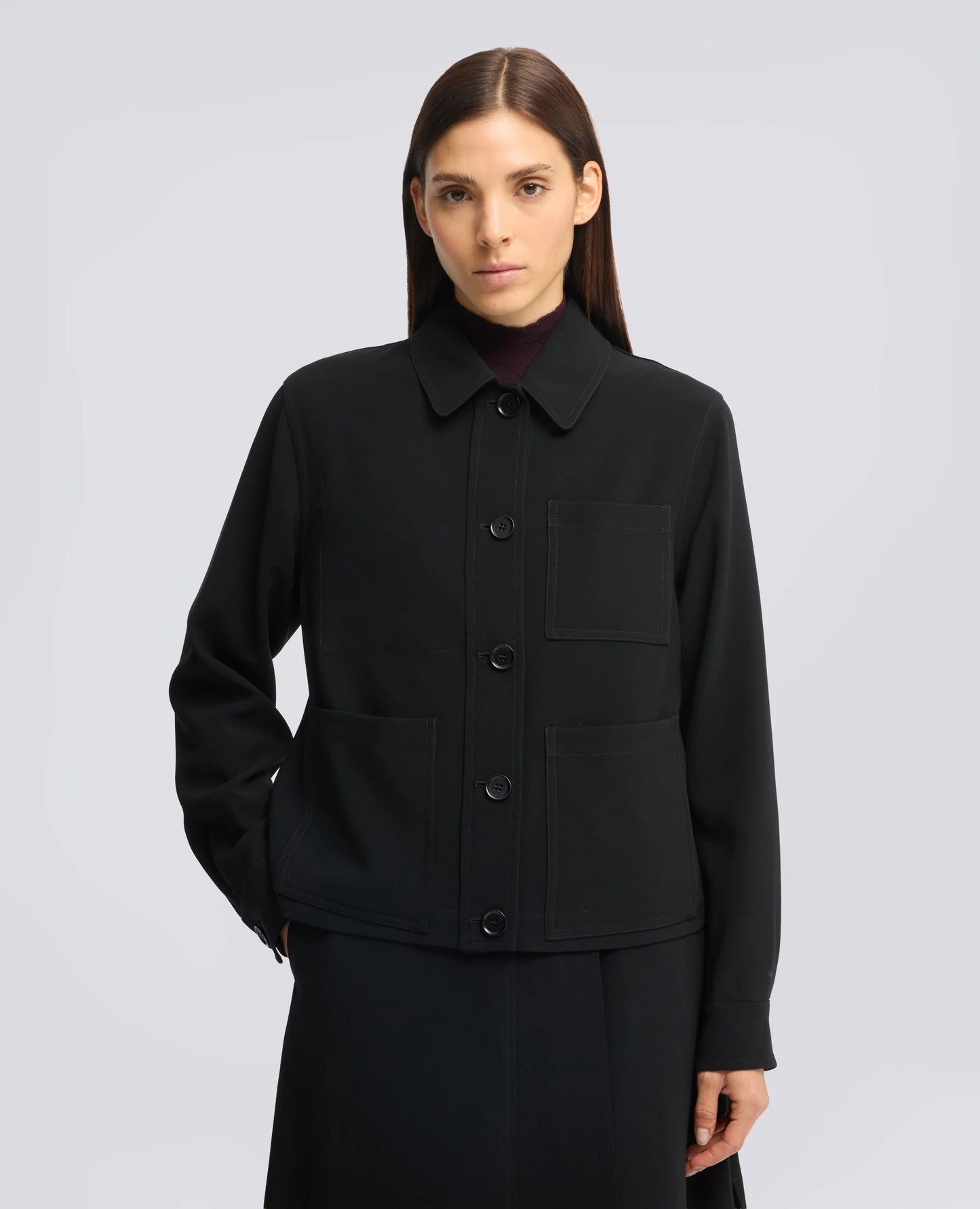 Giacca Boxy Crepe Cady Nero