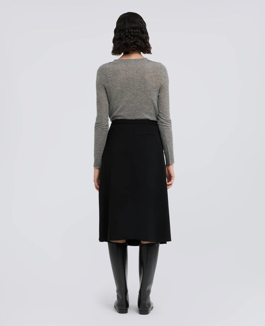 Gonna Longuette Crepe Cady Nero