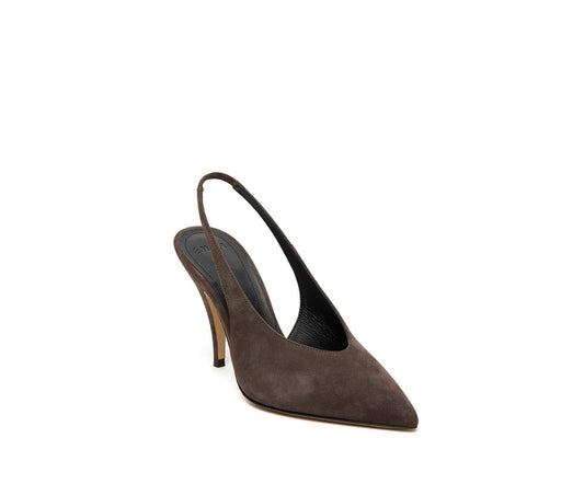 Slingback Suede Marrone
