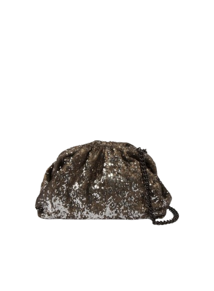 Clutch Paillettes Marrone