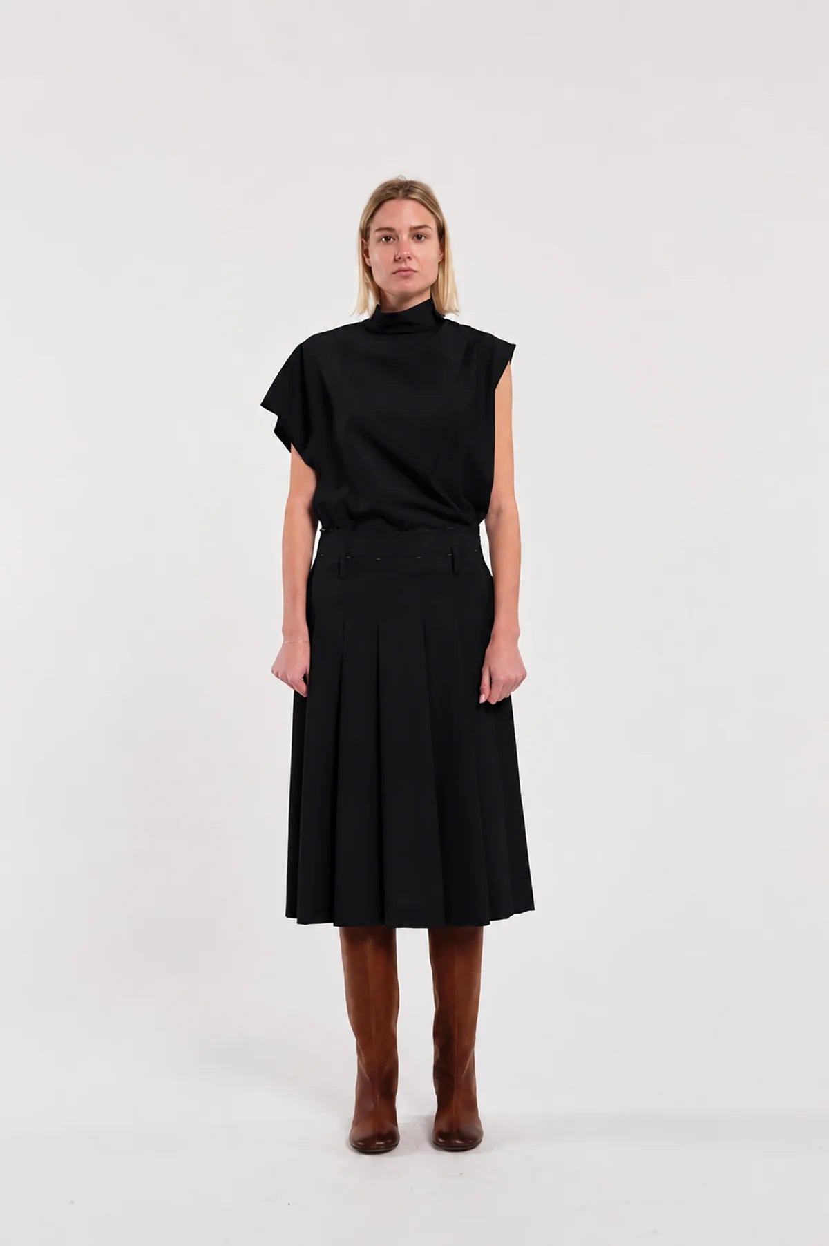 Top Smanicato Lana Nero