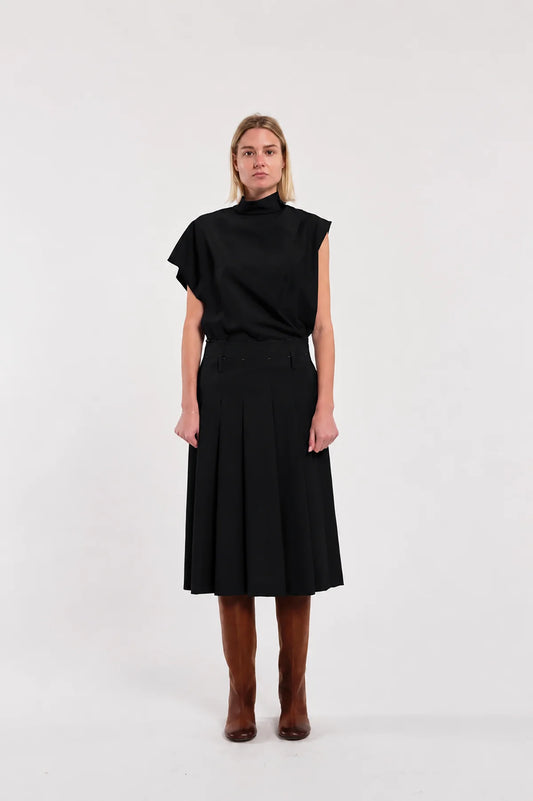 Top Smanicato Lana Nero