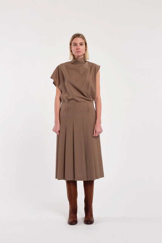 Top Smanicato Lana Beige