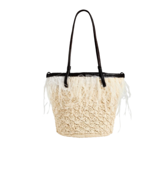 Bag Paglia Natural Pelle Nera