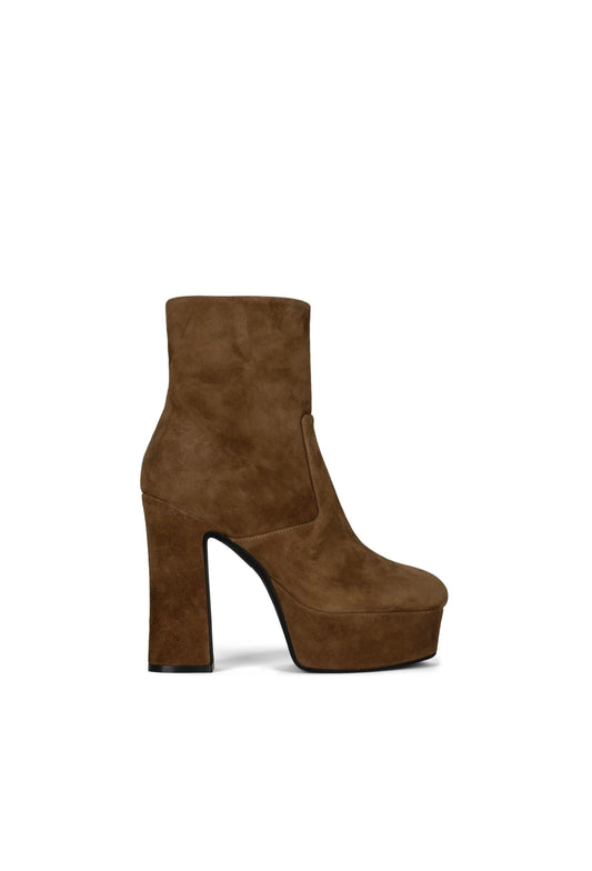 Ankle Boot with Platform in Brown Suede