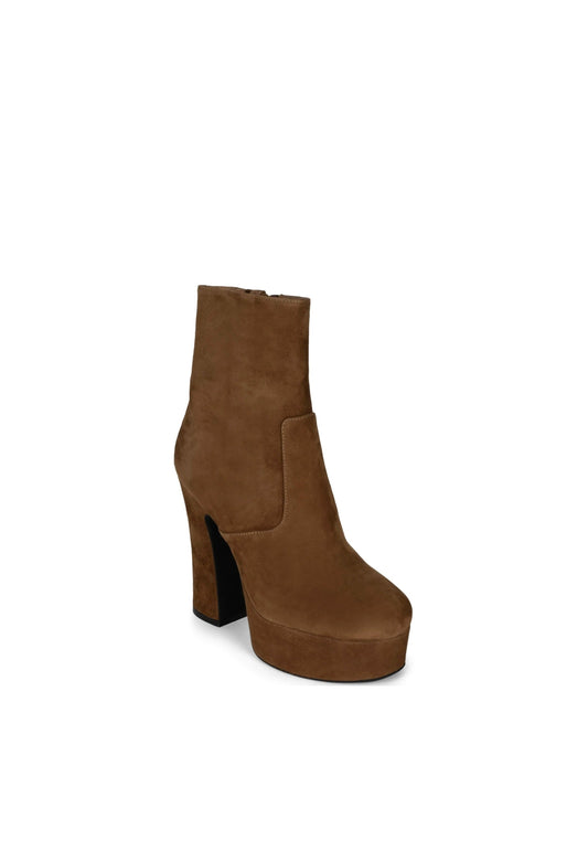 Ankle Boot with Platform in Brown Suede