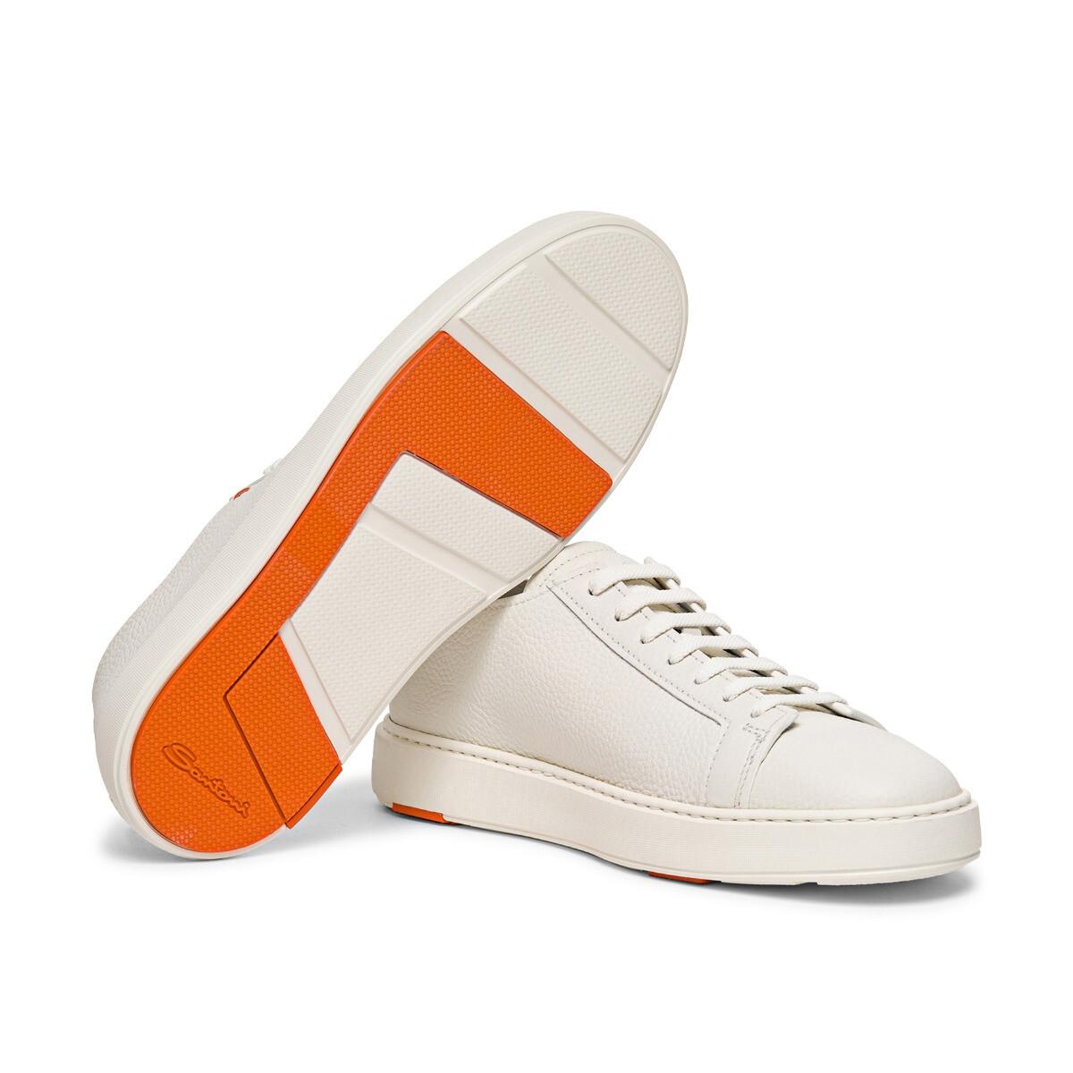 Sneaker for Men in White Tumbled Leather